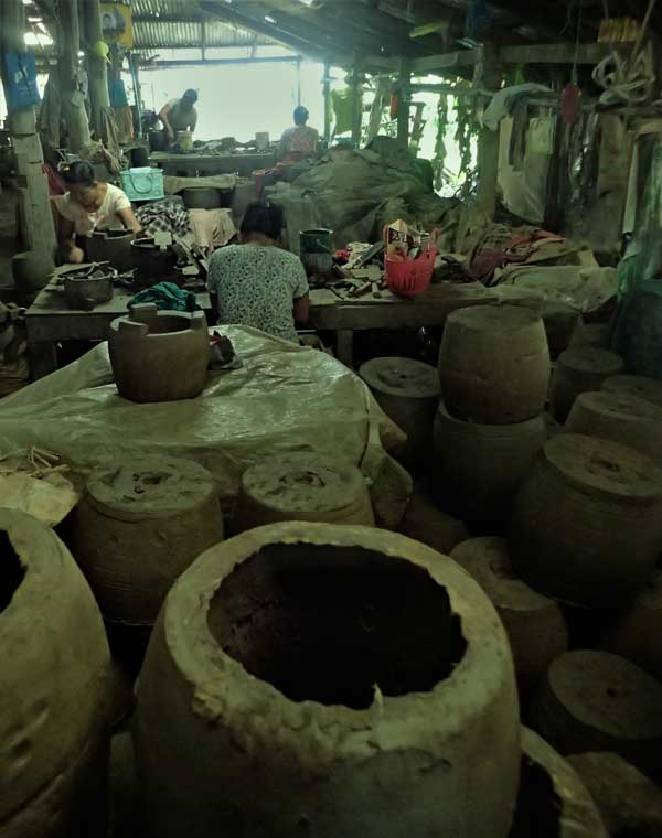 Figure 2 Cookstove manufacturing is time and people intensive, taking up to 15 days to produce the final product. Taken at a cookstove manufacturer in Kalarkon, near Pathein.