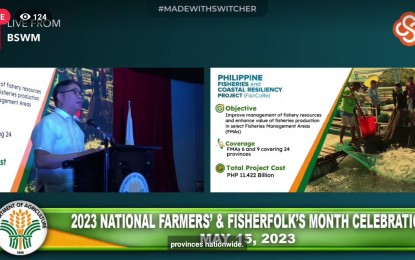 Agriculture Assistant Secretary Arnel de Mesa discusses key projects to help farmers and fishers improve production and yield in a speech on Monday (May 15, 2023) during the celebration of the National Farmers and Fishers Month. These projects include Adapting Philippine Agriculture to Climate Change, the Philippine Fisheries and Coastal Resiliency Project (FishCore), the Mindanao Inclusive Agriculture Development Project, and the Philippine Rural Development Project. (Screengrab​)