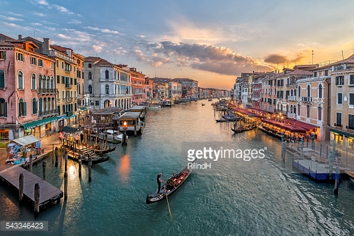 Stock Photo: Italy, Venice, Elevated view of canal in the city
