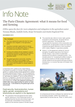 Paris Climate Agreement unlocks opportunities for food and farming