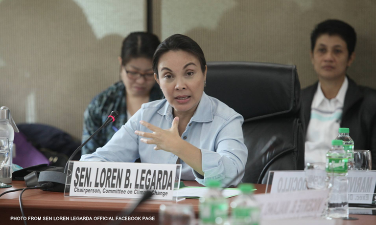Sen. Loren Legarda, chairperson of the Senate Committee on Climate Change