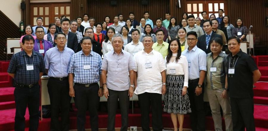 SEARCA officials, project team members, presenters, and participants of the Regional Forum on State-of-the-art of Agricultural Research and Development and its Implications to ASEAN Integration held on 27-28 February 2017. In the photo are Dr. Gil C. Saguiguit, Jr. (first row, fourth from left), SEARCA Director; Dr. Agustin Molina, Jr. (first row, third from left), Bioversity International Honorary Research Fellow; Dr. Lope B. Santos III (first row, rightmost), SEARCA PDTS Program Specialist and Officer-in-Charge; and Dr. Prudenciano U. Gordoncillo (first row, fifth from right, Project Leader.