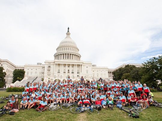 Climate Ride participants pose in front of the U.S. Capitol in Washington, D.C., a repeat destination for riders. (Photo: Submitted)