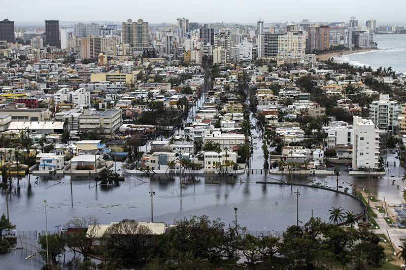 The coastal city of San Juan in Puerto Rico was flooded after Hurricane Maria hit in September 2017.Credit: Dennis M. Rivera Pichardo/The Washington Post/Getty