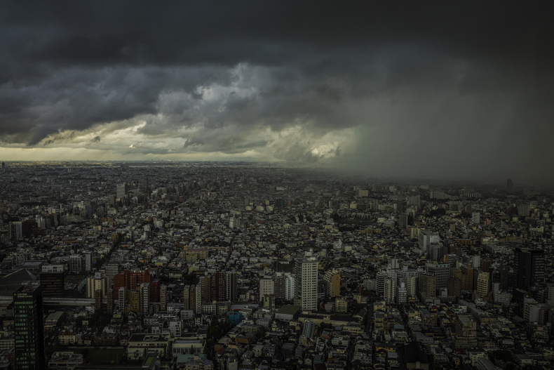 Rains pour over Tokyo after one of three typhoons hit the city in June 2016. Photo by James Whitlow Delano
