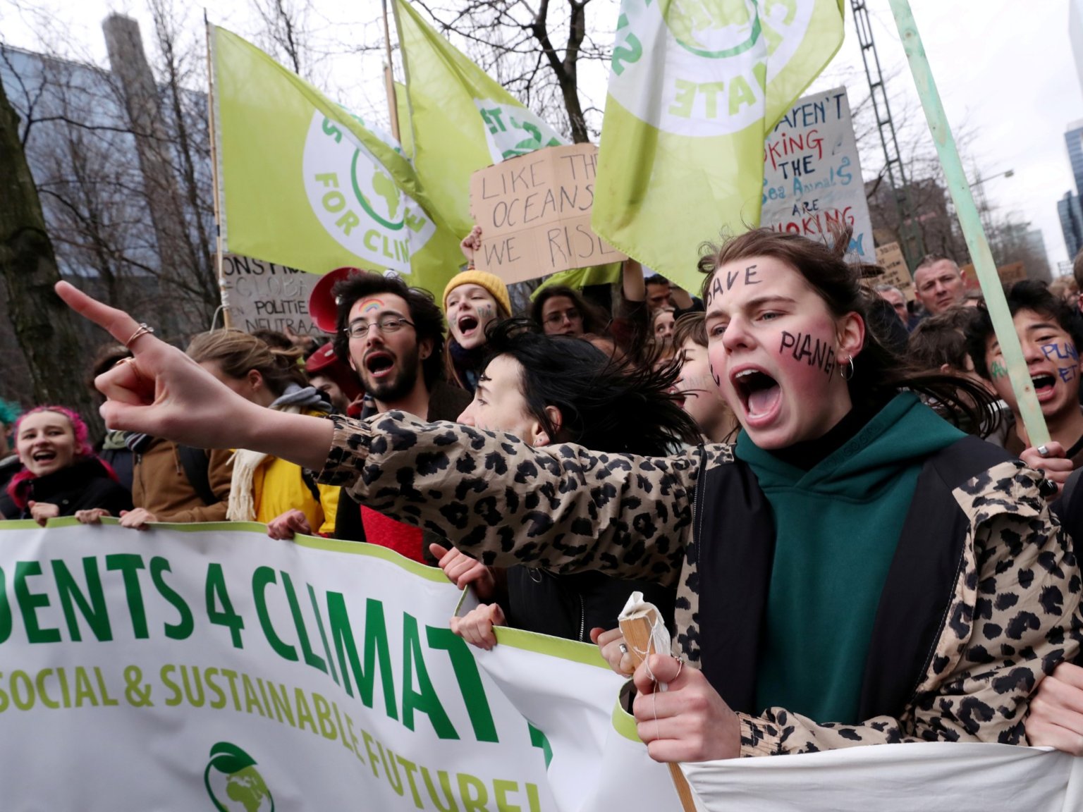 Demonstrators take part in a protest against climate change in central Brussels, Belgium March 15, 2019. Yves Herman/Reuters