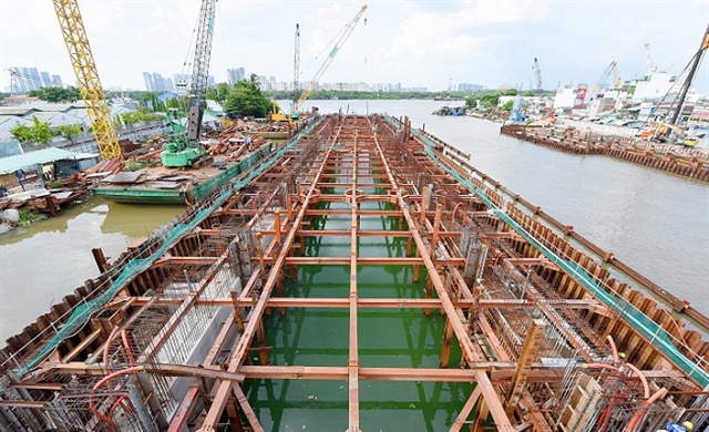 The Tan Thuan drainage system being built in District 7 is one of HCM City’s major flood-control projects.(Photo: VNA)