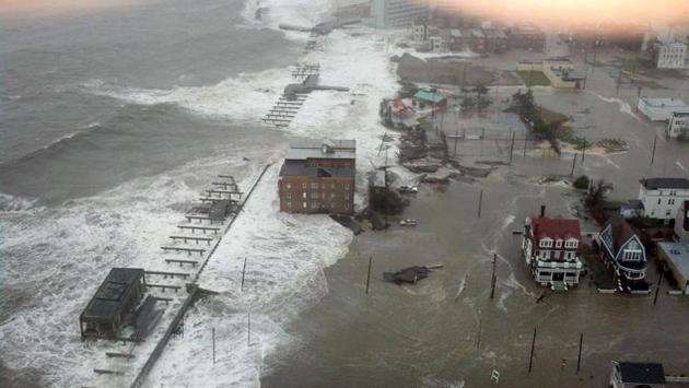This photo provided by 6abc Action News shows the Inlet section of Atlantic City, N.J., as Hurricane Sandy makes it approach. (AP Photo/6abc Action News, Dann Cuellar)