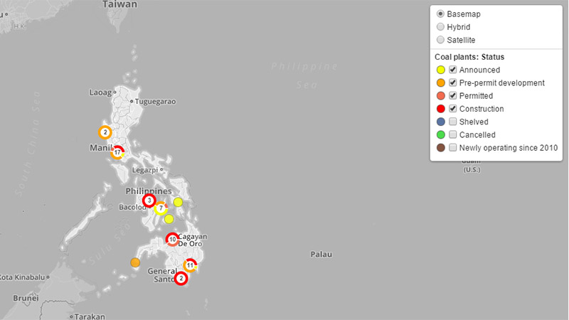 Planned new coal plants across the Philippines’ three main islands (Pic: Coal Swarm)