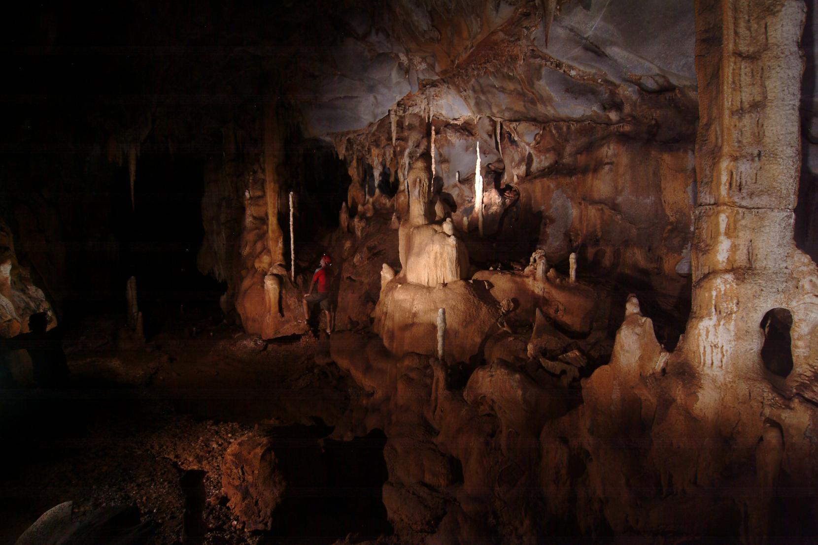 The cave room in Puerto Princesa Subterranean River National Park in Palawan, Philippines. A stalagmite collected from this location served as a record for ancient rainfall data. Photo by Raf Rios
