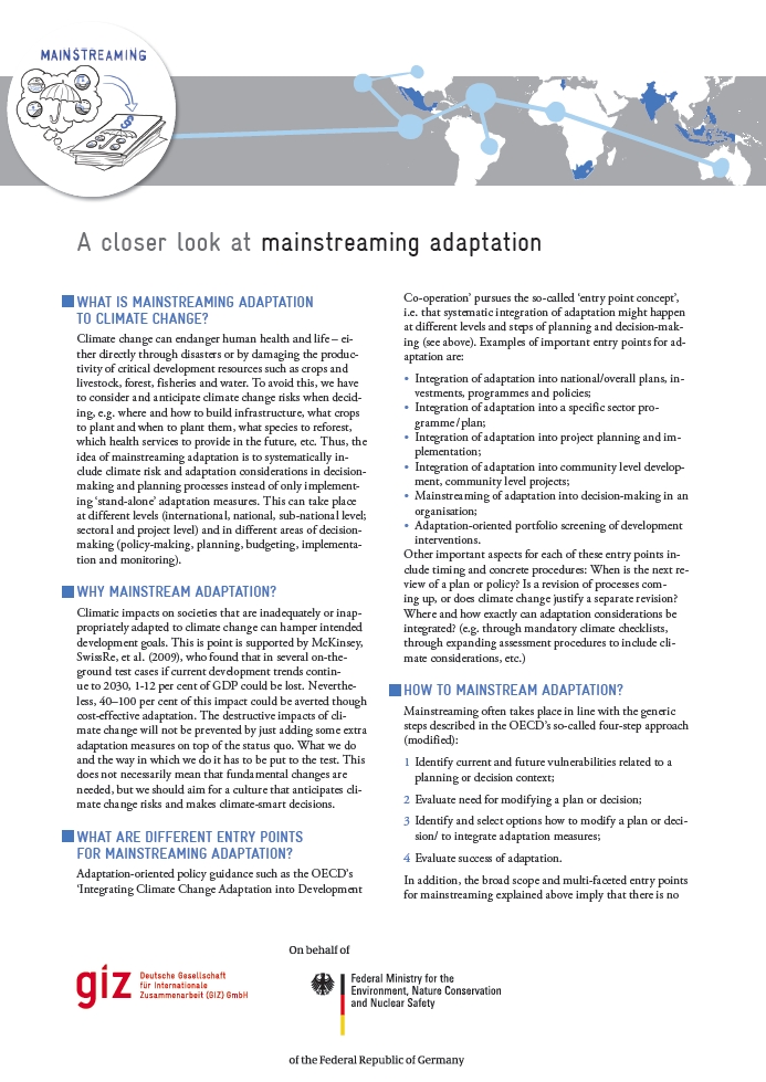 A closer look at mainstreaming adaptation