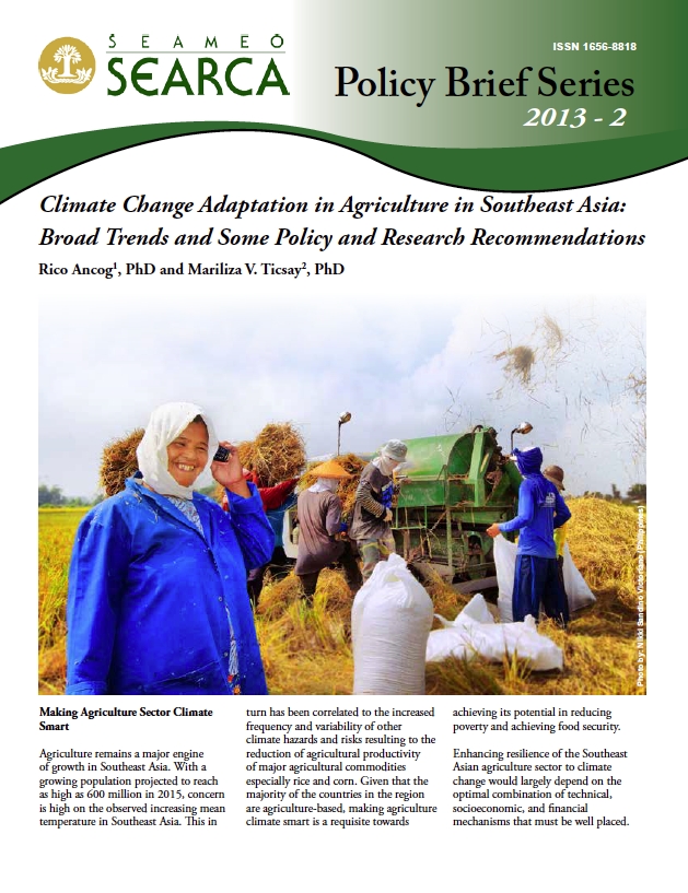 Climate Change Adaptation in Agriculture in Southeast Asia: Broad Trends and Some Policy and Research Recommendations