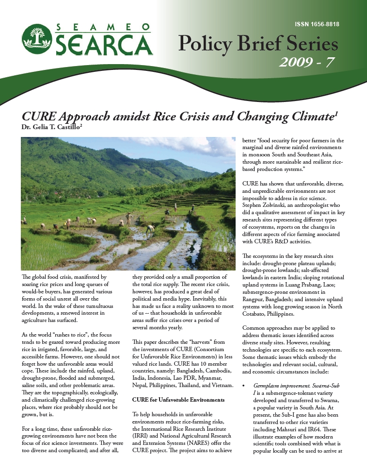 CURE Approach amidst Rice Crisis and Changing Climate