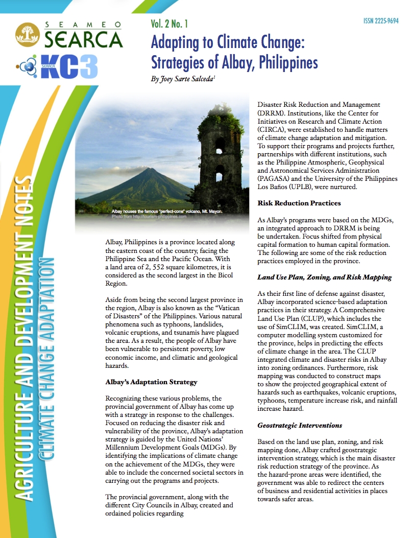 Adapting to Climate Change: Strategies of Albay, Philippines